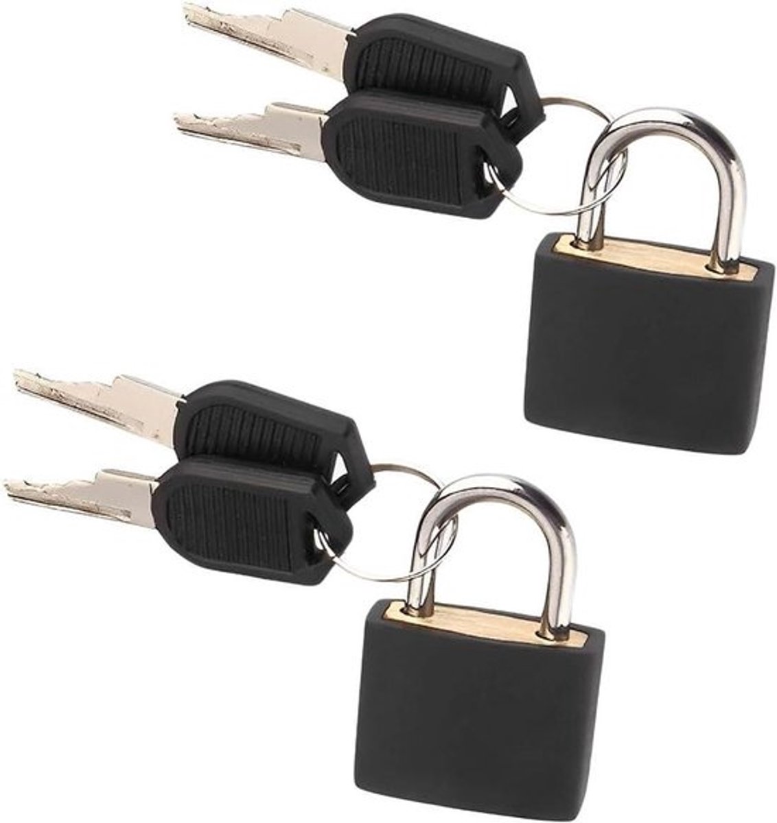 Bagagesloten met sleutel - Veiligheidsslot - Zwart - Kofferslot - Klein - Geschikt voor reizen - Zwarte model 2 stuks bagagesloten, kofferslot met sleutel, mini-hangslot met sleutel, klein bagageslot, veiligheidsslot met sleutel (zwart)
