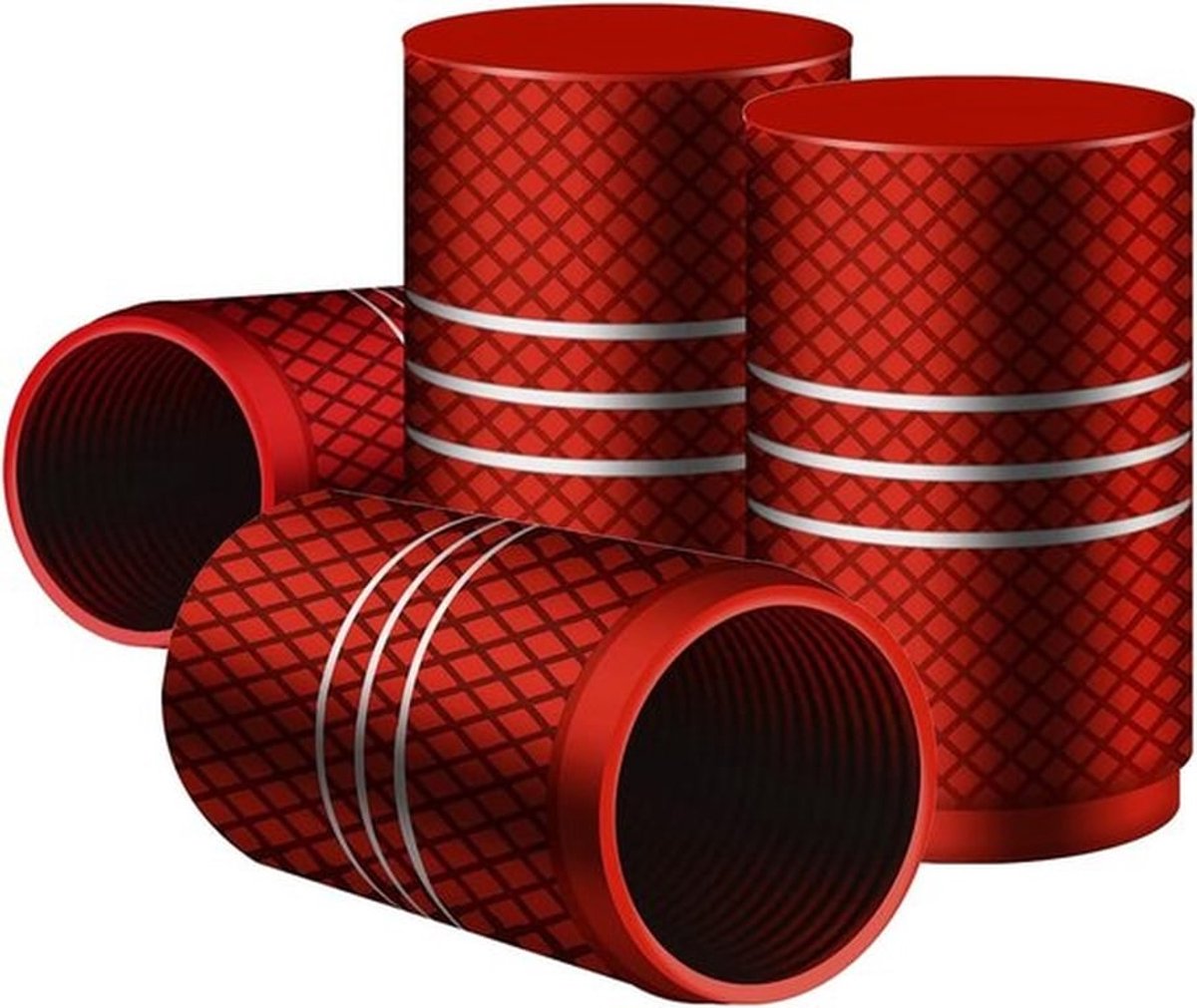 Set van 4 Aluminium Ventieldoppen 1.8x1cm voor Auto's, SUV's en Motoren - Duurzame en Luchtdichte Ventieldoppen in Rood