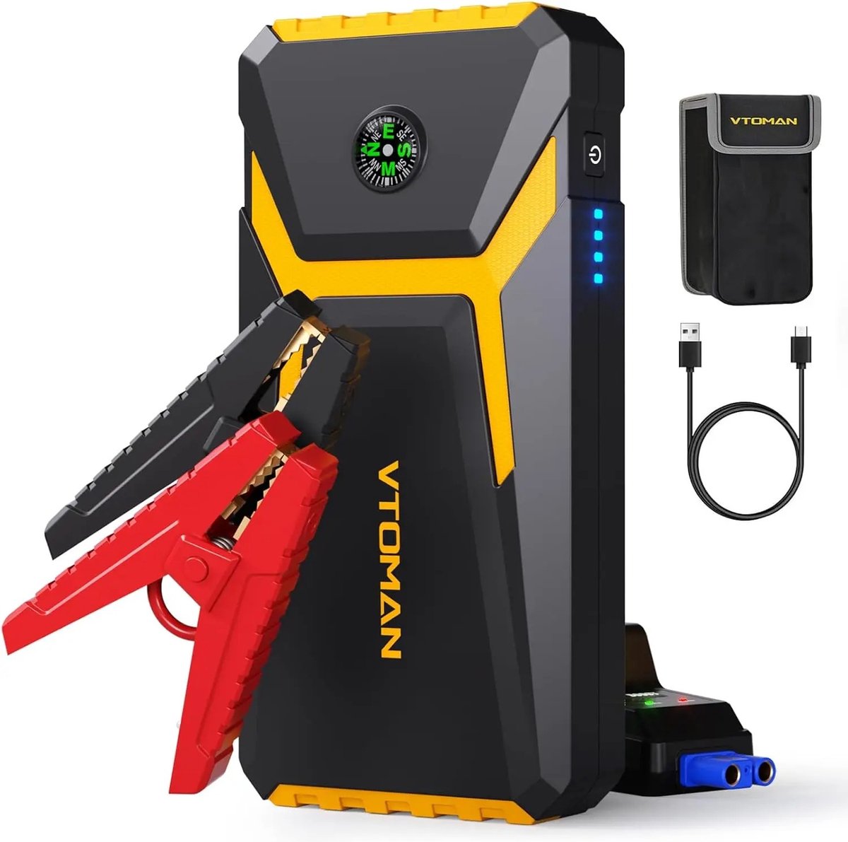 Archi Jump Starter 2000A – Accu - 10.000mAh Powerbank – Auto Accu Booster – USB-C – LED SOS – Inclusief Startkabels en Opbergtas