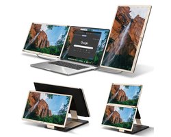 Portable Monitor 2x 15,6 inch Full HD - Tri Screen Laptop Scherm Uitbreider - Extra Scherm Laptop - Draagbare Monitor - Plug & Play - Solvify