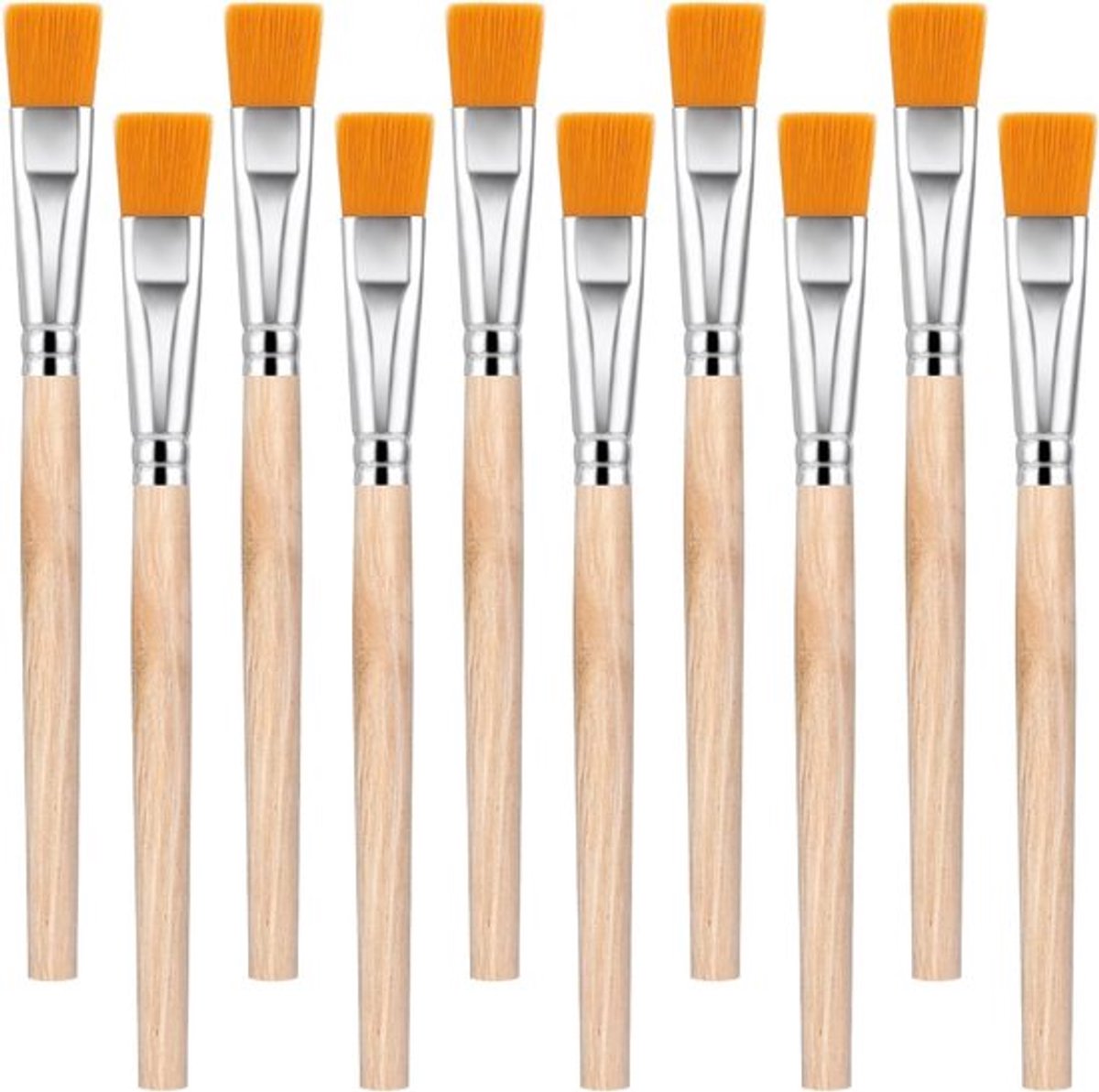 10 Stuks Kleine Kwasten voor Creatief Schilderen, Mini Platte Kwasten voor Kinderen, Geschikt voor Waterverf, Olieverf en Acrylkunst