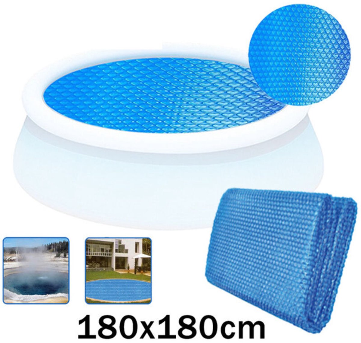 Ronde bubbelzwembadafdekking 180 cm - Blauw