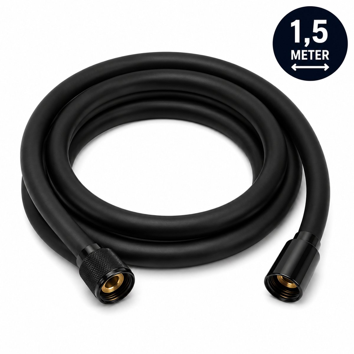 Flexibele Doucheslang Zwart 1,5 Meter – Universele Douche Slang – Zwarte Handdoucheslang met Metalen Aansluitingen – Voor Douchekop, Handdouche, Badkamer & Inloopdouche