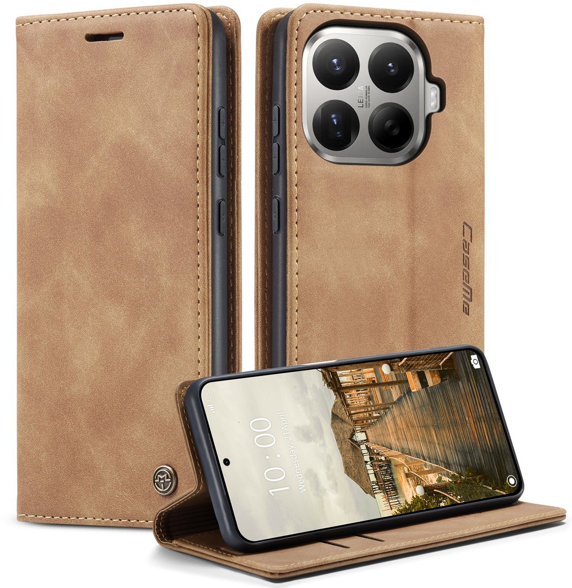 CaseMe Hoesje - Geschikt voor Xiaomi 17T Pro Hoesje - CaseMe 013 Book Case - Bruin