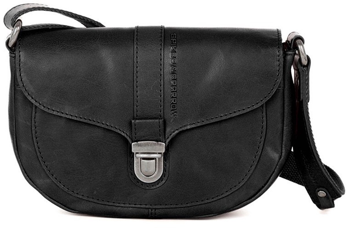 Leren Crossbodytas met klep - Iris - Zwart