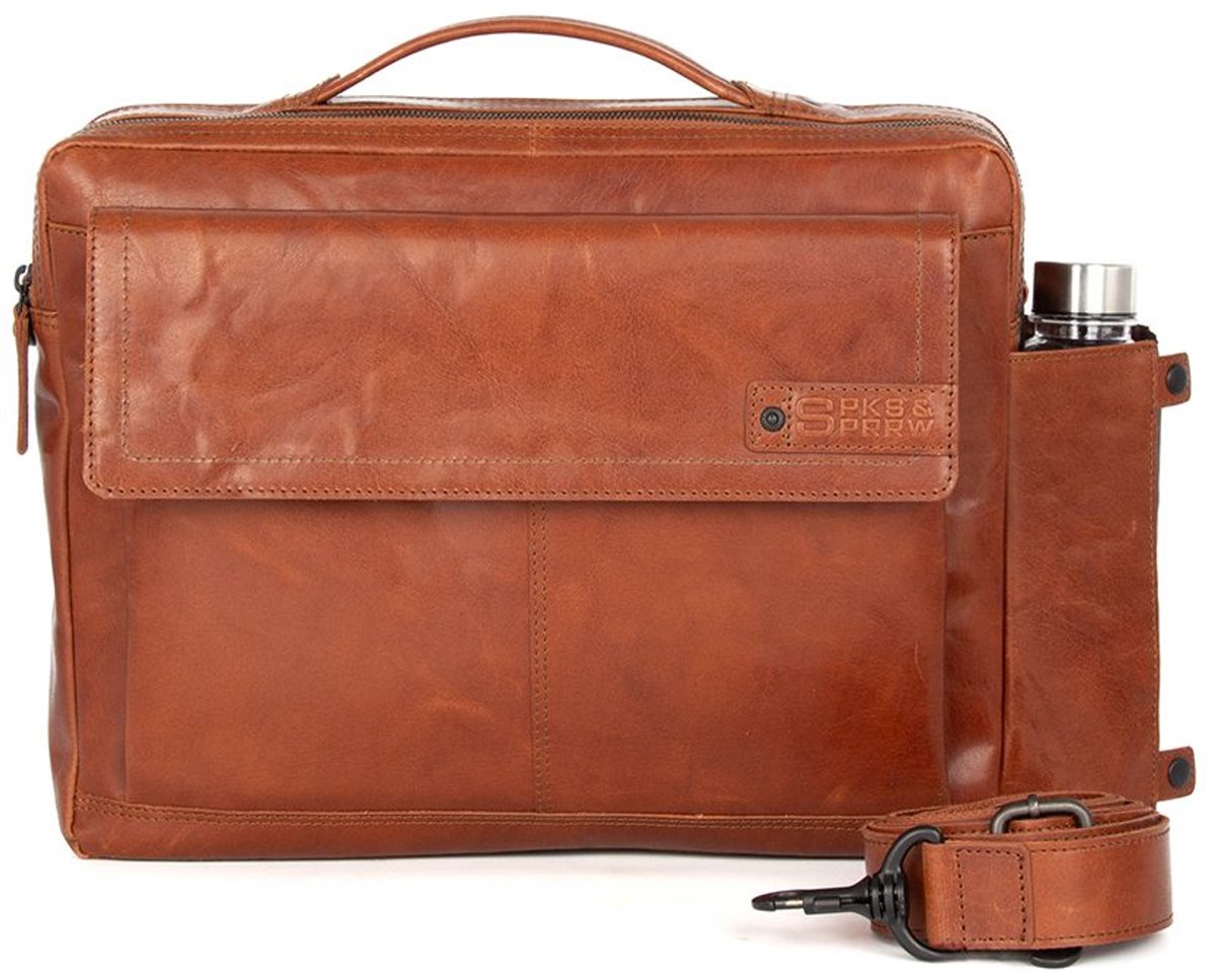 Leren Laptoptas - 15.6 inch - Henry - Brandy Cognac