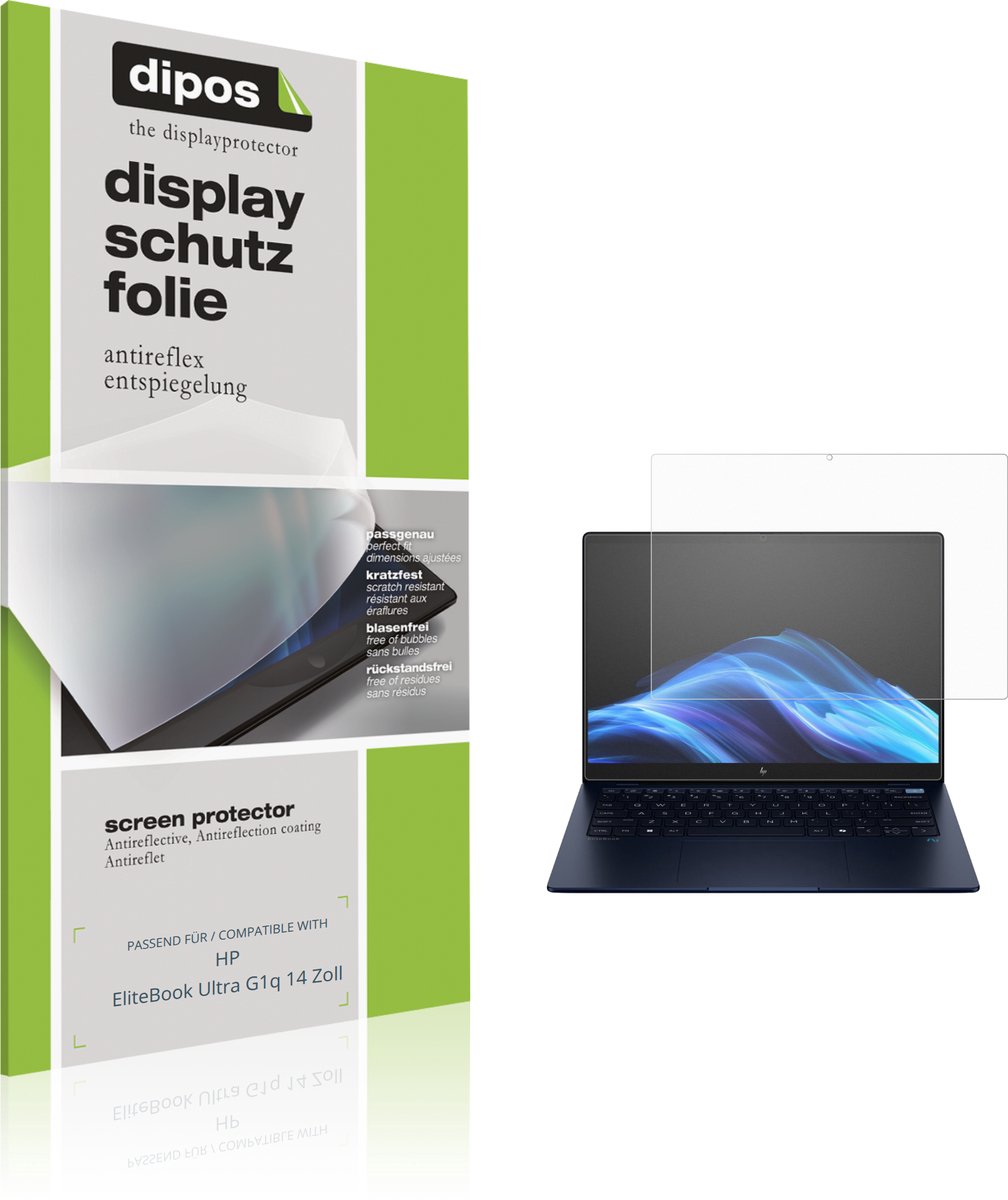 dipos – 2x Matte Beschermfolie geschikt voor HP EliteBook Ultra G1q 14 Zoll | Krasbestendige & antireflecterende Screenprotector Ultra-Thin