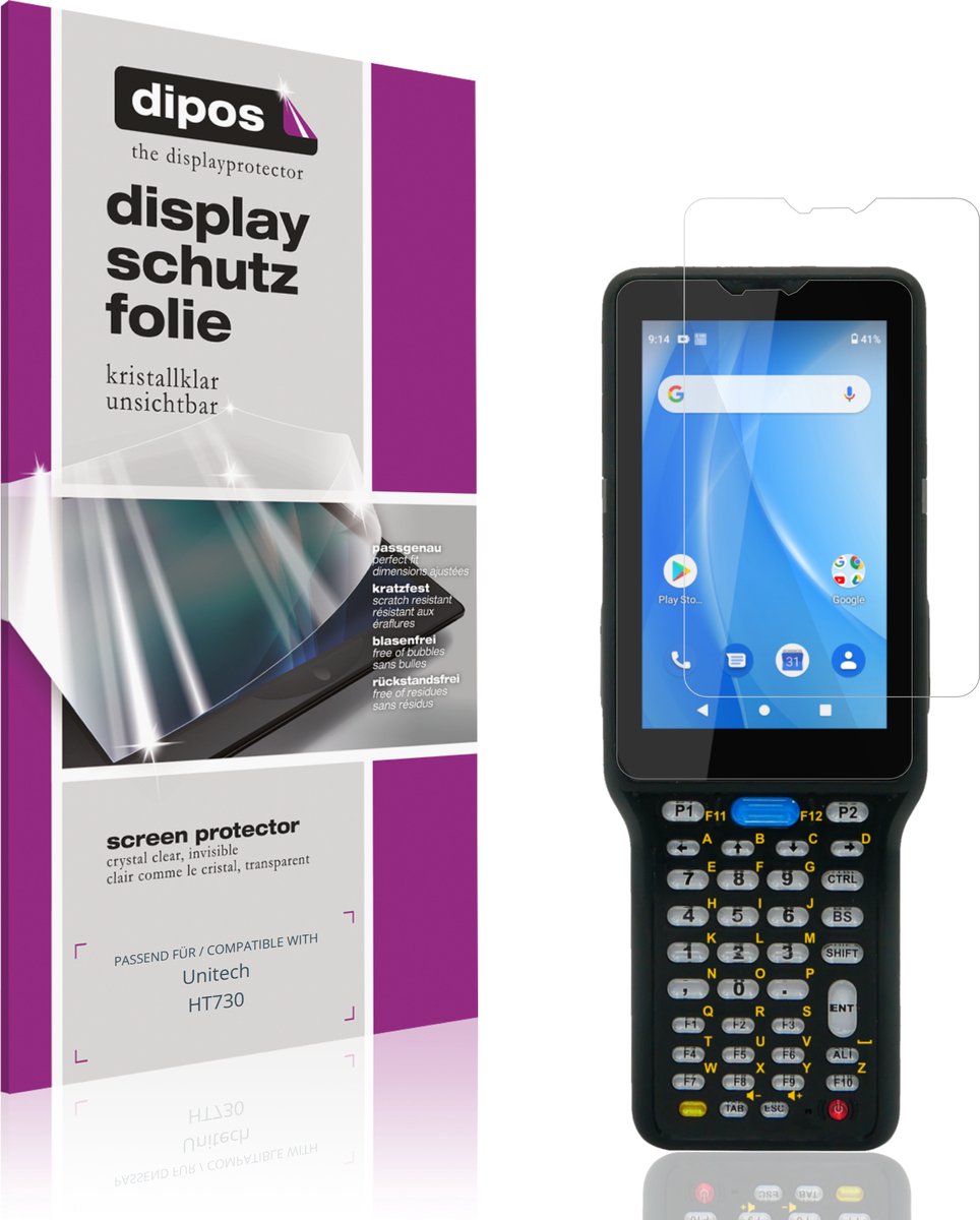 dipos – 4x Beschermfolie geschikt voor Unitech HT730 | Krasbestendige & heldere Screenprotector Ultra-Thin