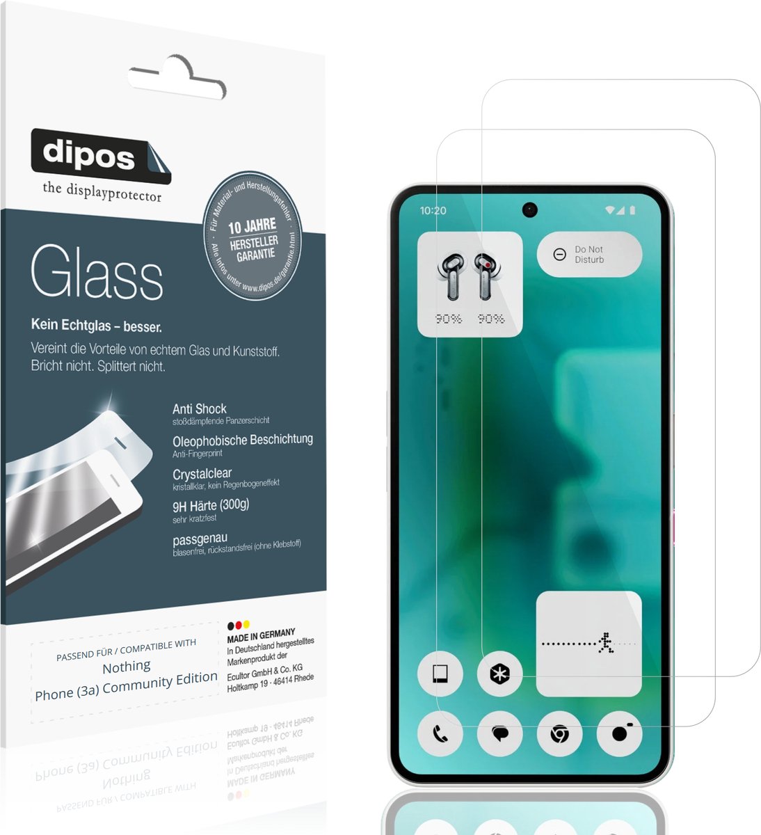 dipos – 2x Pantserfolie geschikt voor Nothing Phone (3a) Community Edition | 9H Screenprotector