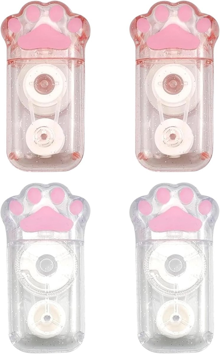 Mini Correctietape in de Vorm van een Kattenpoot - 4 Stuks, Perfect voor School en Kantoor, Handige Correctie Roller voor Fouten en Aanpassingen