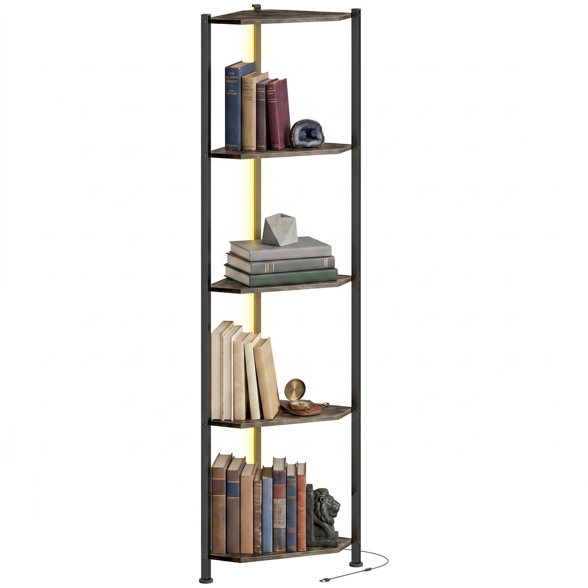 HOMCOM Bookshelf-Spanplatte, Stahl-32L x 32B x 147H cm-Rustikal Braun