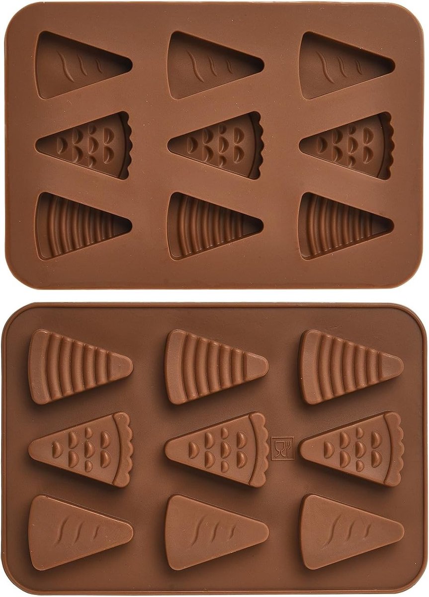 2 Stuks 9 Cavity Silicone Mallen voor Pizza en Taart - Herbruikbare 3D Driehoekvorm voor Fondant, Chocolade en DIY Snoep Bakken