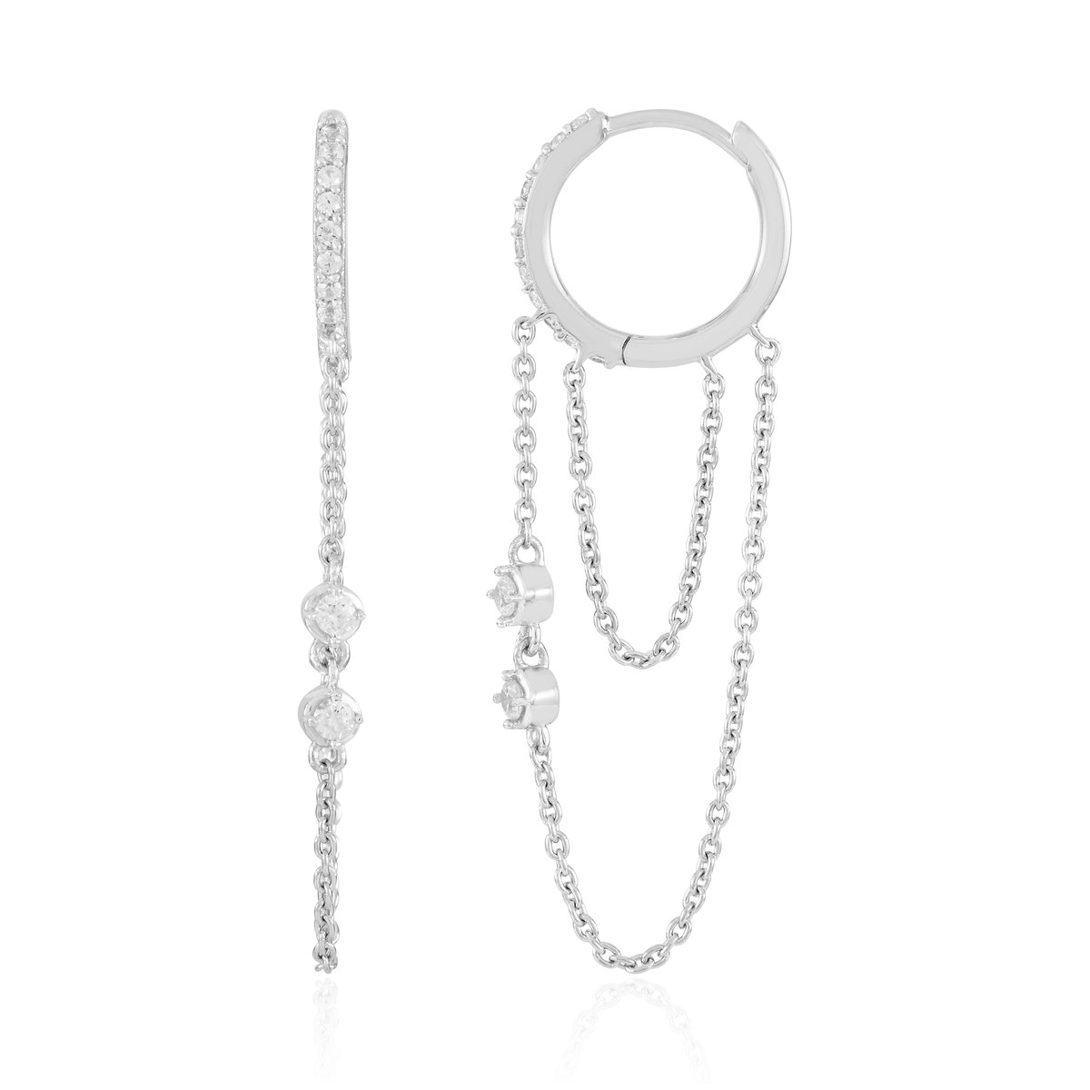 Cavill - Zilveren Oorstekers met 0,46 ct Cambodjaanse Zirkonia - 925 Sterling Zilver - Platina Geplateerd - Elegante Ronde Oorbellen