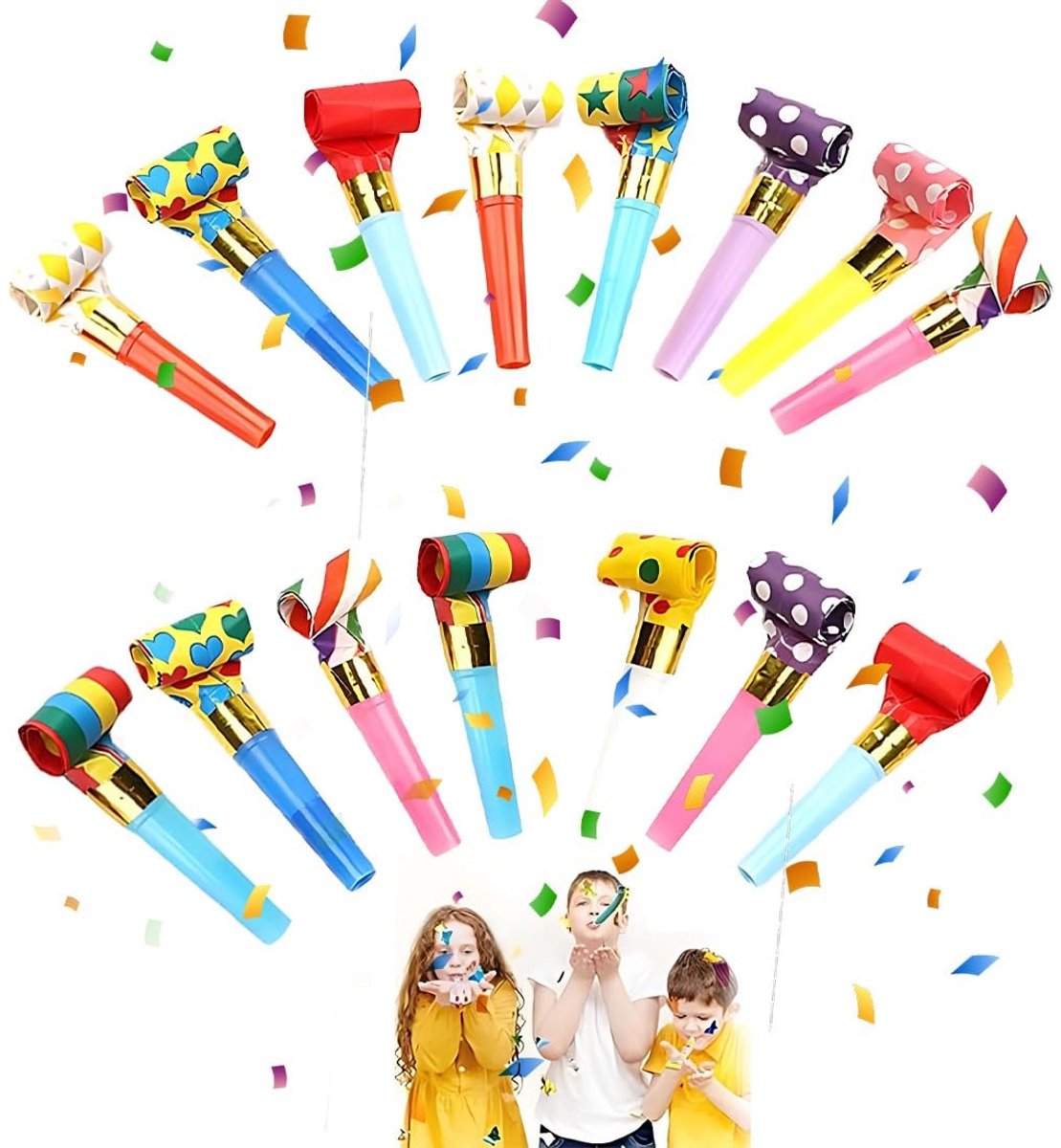 Solidchoice - Set van 15 Kleurrijke Feesttoeters voor Verjaardagen