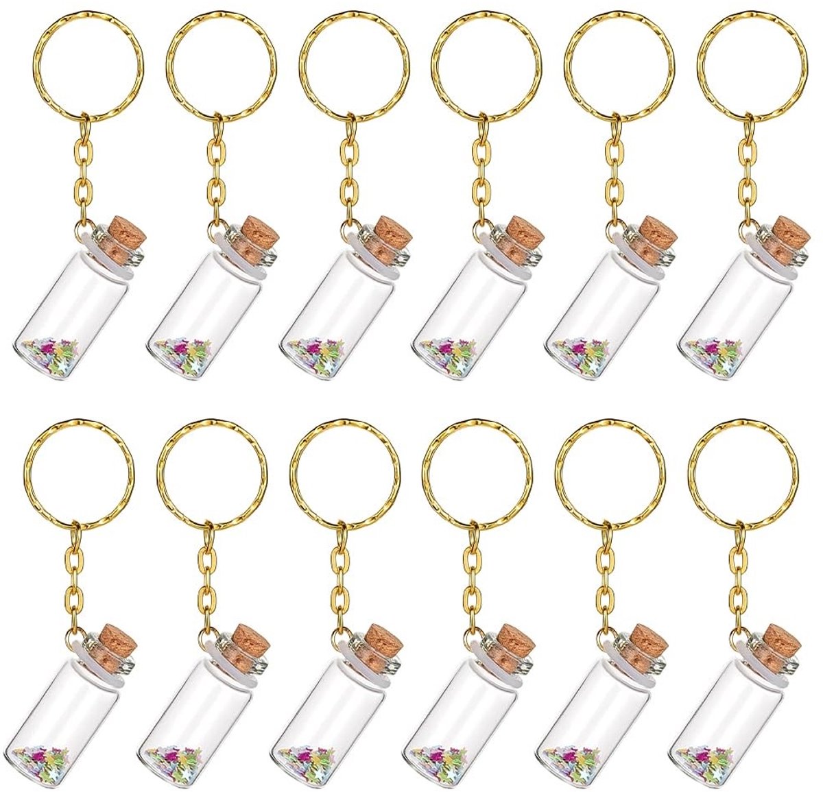 Solidchoice - Set van 12 Mini Glazen Wensflesjes met Kurk voor Decoratie en Crafts
