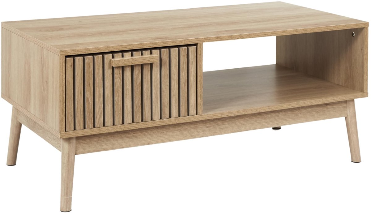 Solidchoice - Houten Koffietafel met Opberglade 100 x 43 x 50 cm