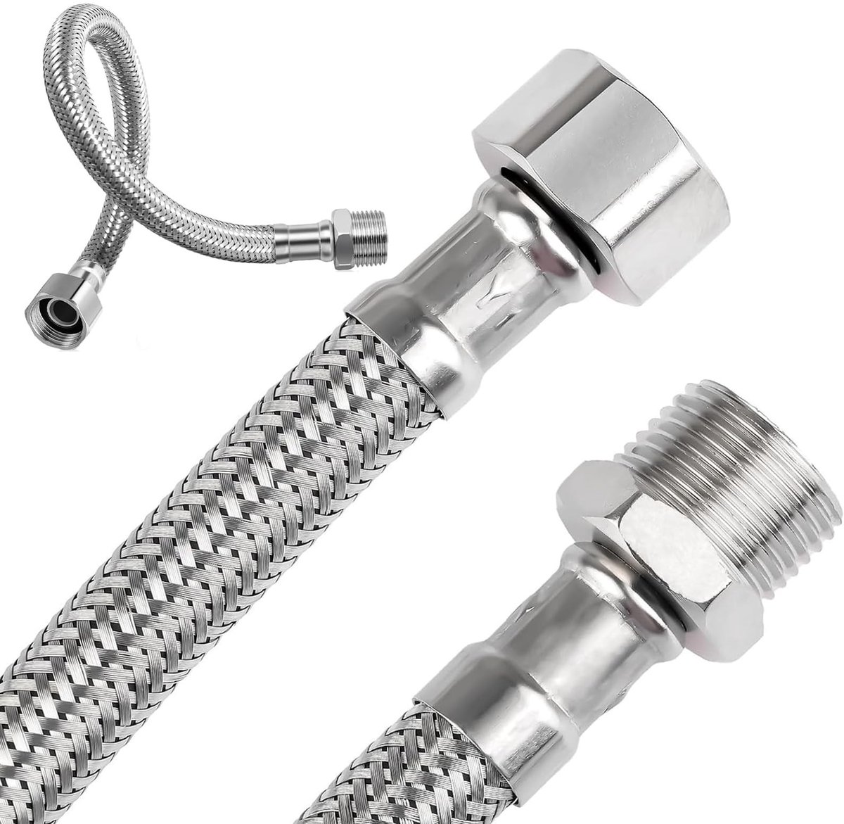 Solidchoice - Set van 2 Flexibele RVS Slangen 3/8 Inch voor Aansluitingen