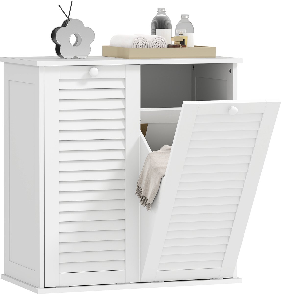 HOMCOM-Wäscheschrank-MDF-70L x 38B x 73H cm-Weiß
