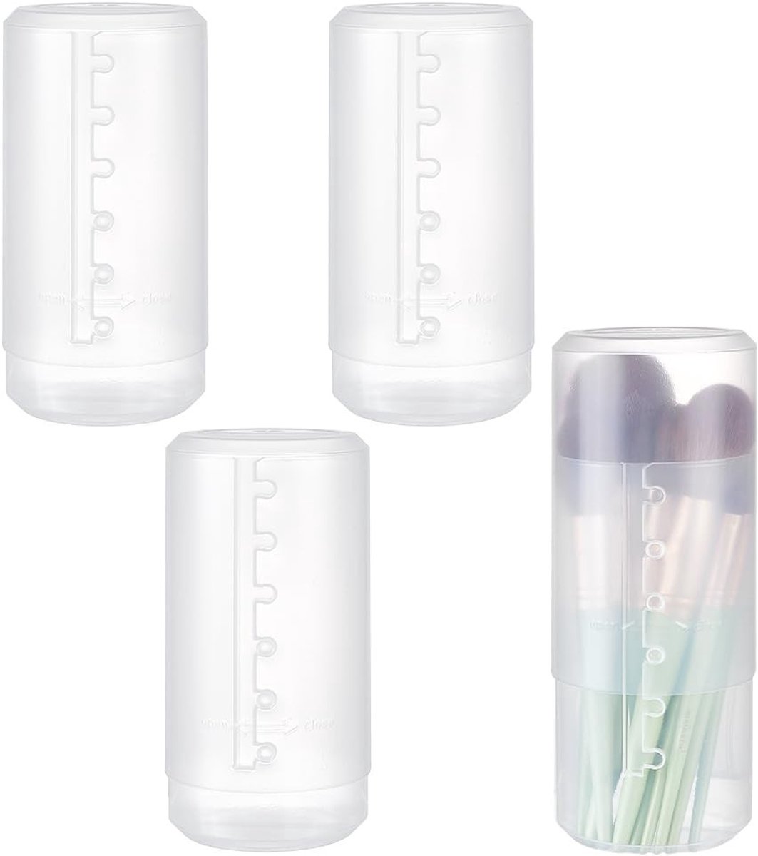 Transparante make-upkwastenhouders van kunststof - 4 stuks, intrekbare organizer voor cosmetica, stofdicht en draagbaar, 7,5 x 15 cm