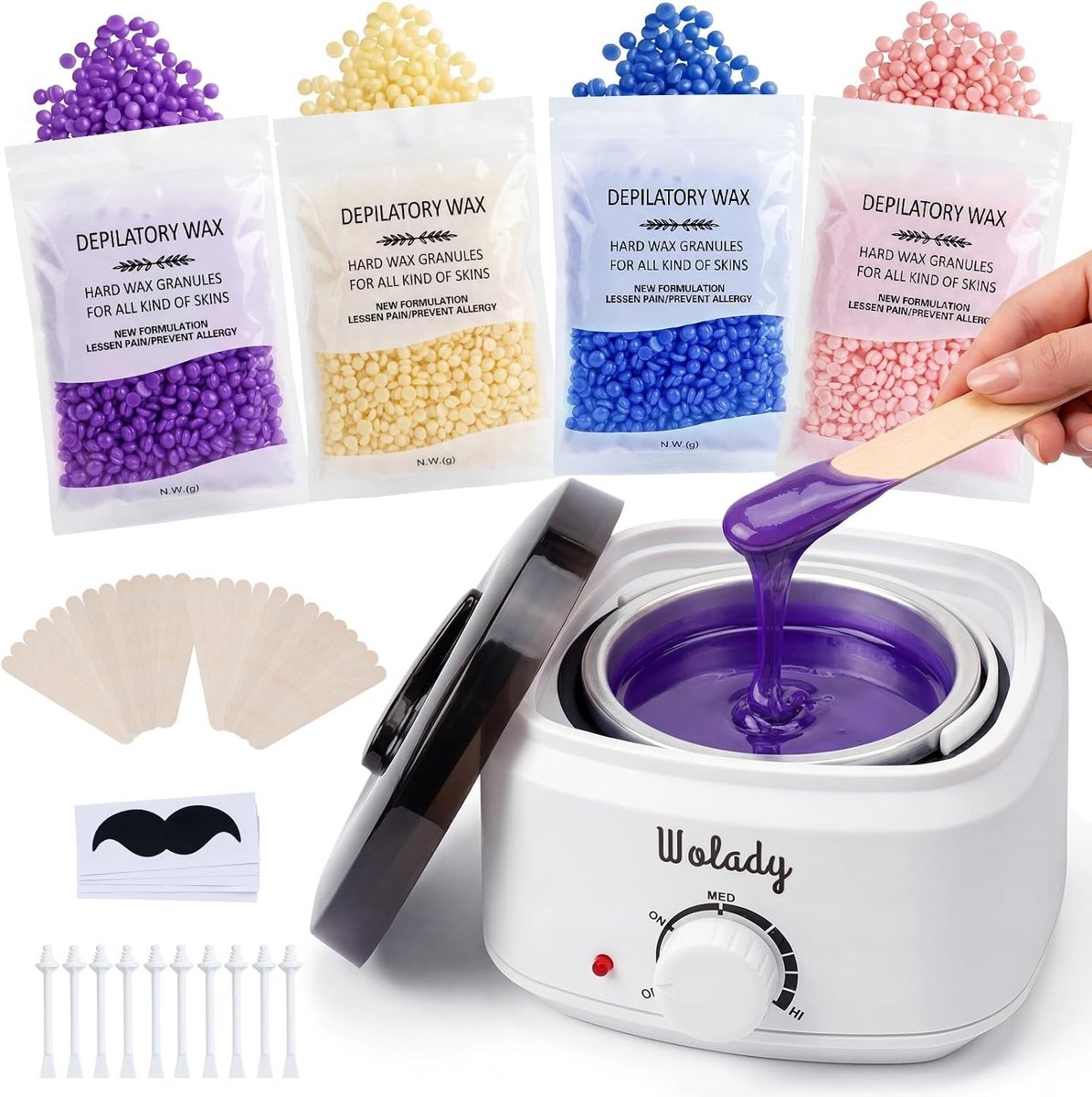 Wax Warmer voor Haarverwijdering - Zwart - 18 x 10 cm - Professionele Wax Warmerset voor Ontharing van het Gezicht en Lichaam