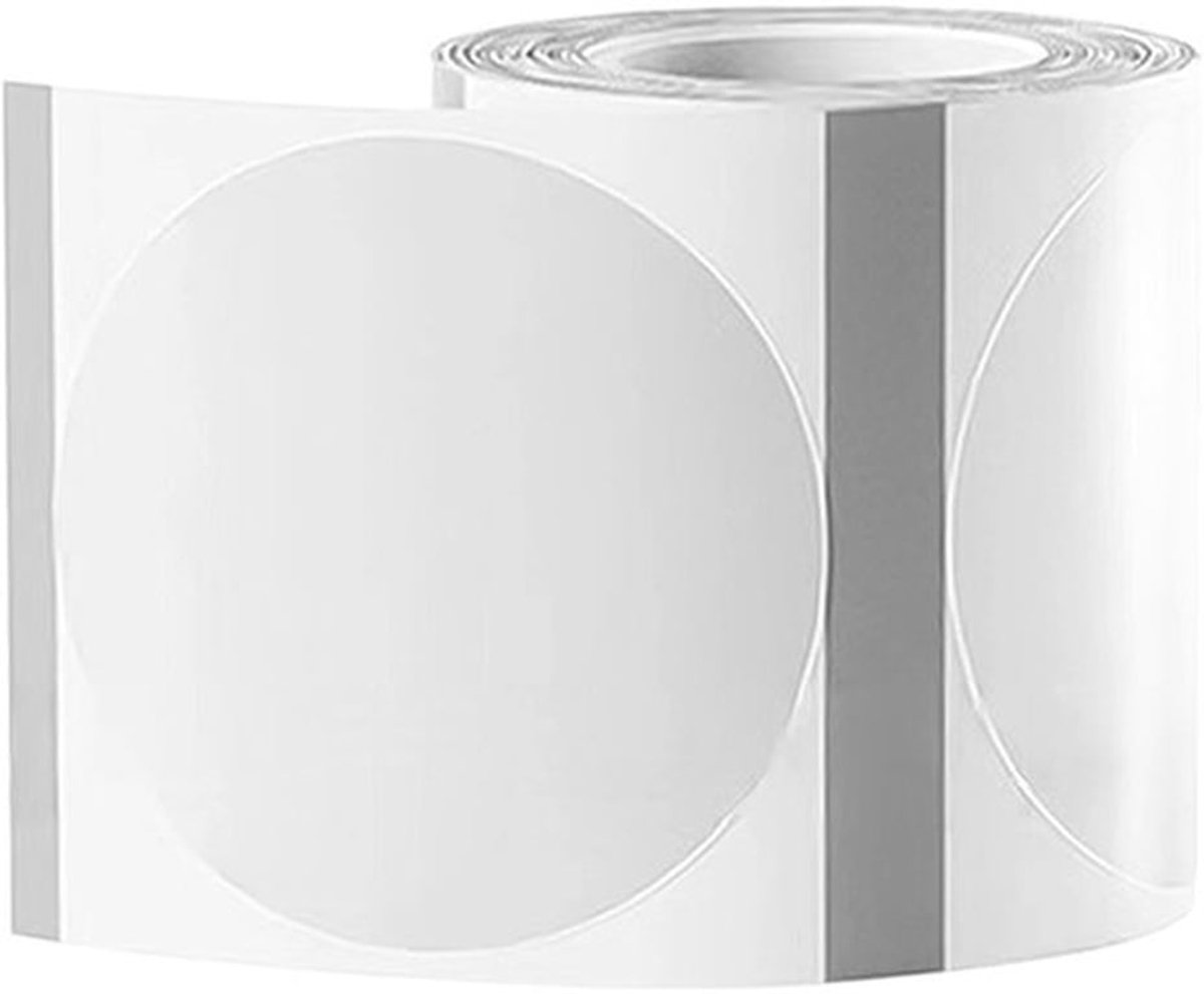 Labeltape 150 Stuks - Ronde Etiketten Ø 50 mm - Zelfklevende Stickers - Waterdichte Printerstickers - Papier - Transparant/Wit