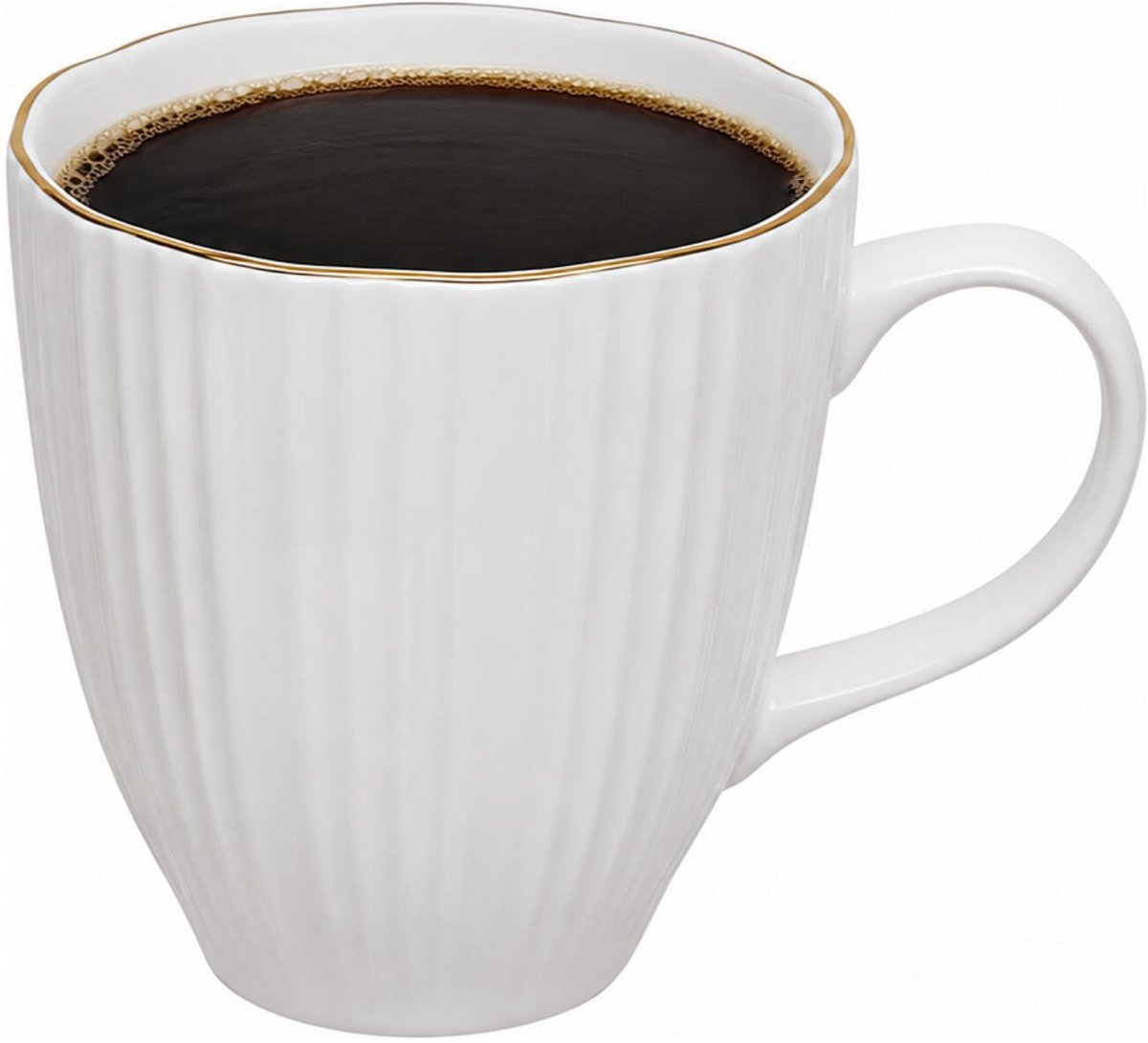 Secret de Gourmet koffie kopjes - Soho - 1x stuks - wit/goud - 360 ml - mokken - porselein - met stijlvol decoratie motief