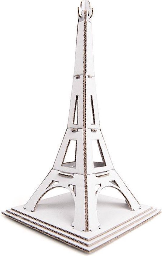 Leolandia - mini Eiffeltoren bouwpakketje - 8.5x8.5x16 cm - wit
