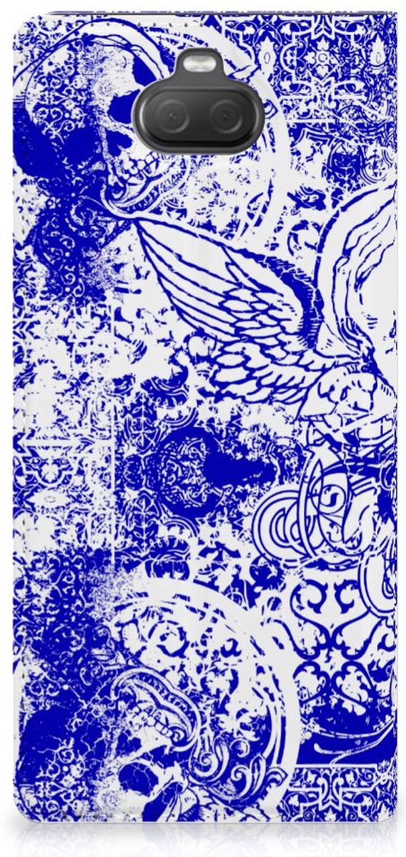 Mobiel BookCase Sony Xperia 10 Plus Angel Skull Blauw