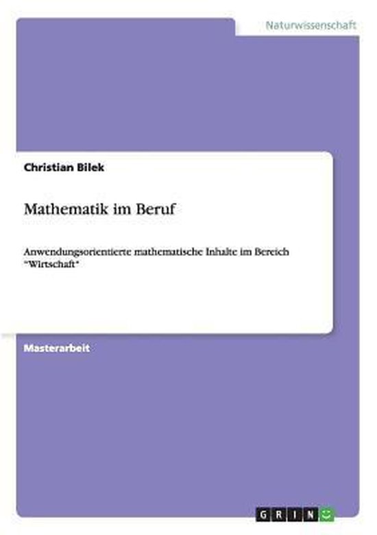 Paarse kaft van het boek 'Mathematik im Beruf' door Christian Bilek over toegepaste wiskunde in het bedrijfsleven.