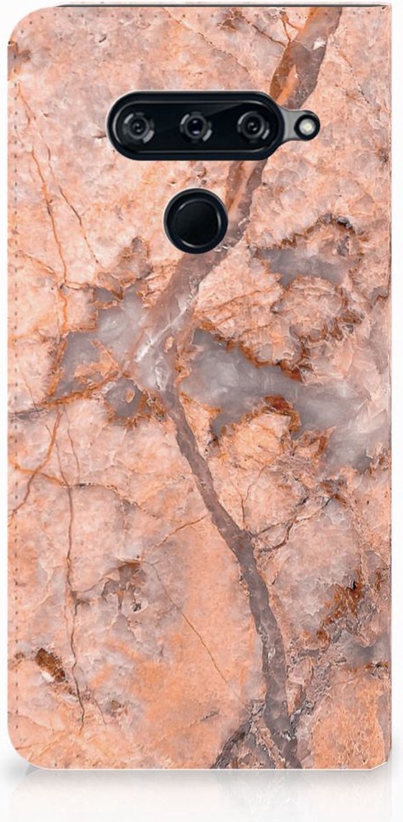LG V40 Thinq Standcase Marmer Oranje
