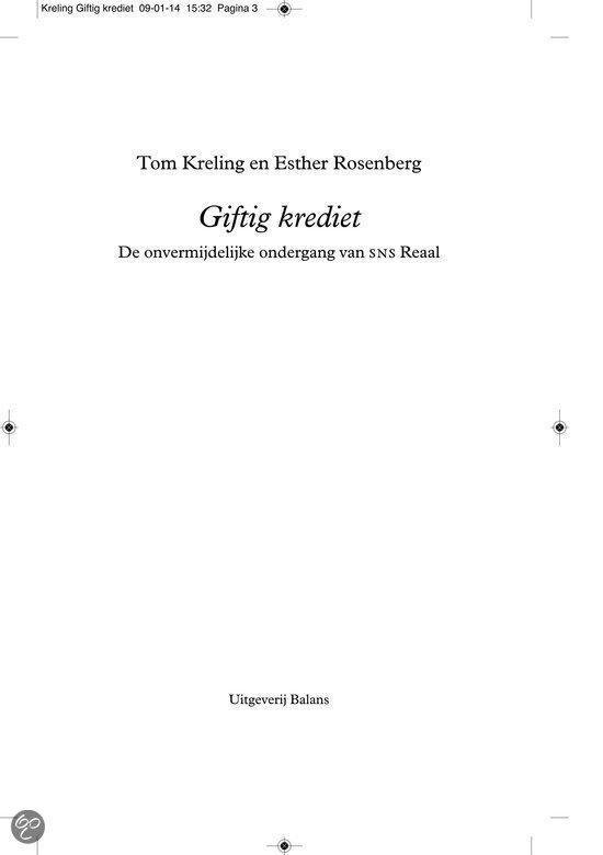Titelpagina van 'Giftig krediet' door Tom Kreling en Esther Rosenberg.