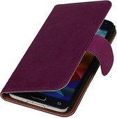 Washed Leer Bookstyle Wallet Case Hoesje voor Galaxy Core II G355H Paars