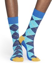 Happy Socks Argyle Sokken - Blauw/Geel - Maat 41-46