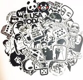 Sticker set voor laptop of andere voorwerpen - Stickerset van 50 stuks - Zwart Wit