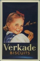 Verkade Biscuits reclame Mmm Meisje Koekje - Metalen reclamebord - Wandbordje - 10x15 cm