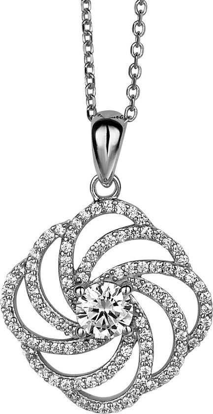 Orphelia Pendentif + Collier Fleur Centre Pierre Zirconium ZH-4800