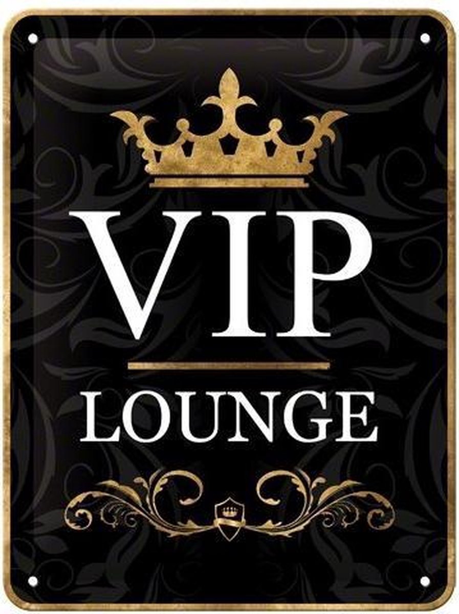 Gebold tin bord: VIP lounge | 15 x 20 cm