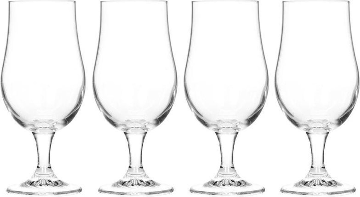 8x Bierglazen op voet 370 ml - speciaalbier glazen 18 cm hoog - Merkloos