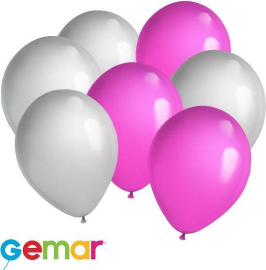 30x Ballonnen Zilver en Roze (Ook geschikt voor Helium)