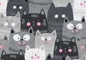 Mat, Vloermat, Vloerkleed, Tapijt, Kind - Kinderkamer Katten Poes - Wasbaar - Antislip  - 85 x 60 cm