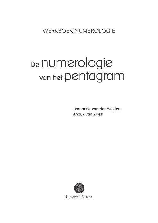 Titelpagina van het werkboek 'De numerologie van het pentagram', met auteursnamen en uitgever.