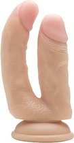 RealRock – Realistische Dubbele Dildo voor Anaal en Vaginaal Gebruik met Zuignap 12 cm - Huidkleurig