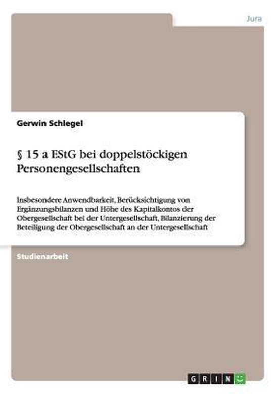 § 15 a EStG bei doppelstöckigen Personengesellschaften - cover