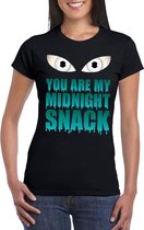 Halloween Halloween zombie t-shirt zwart dames met enge ogen - You are my midnight snack XS