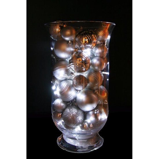 Sfeerverlichting zilveren kerstballen in vaas | bol.com