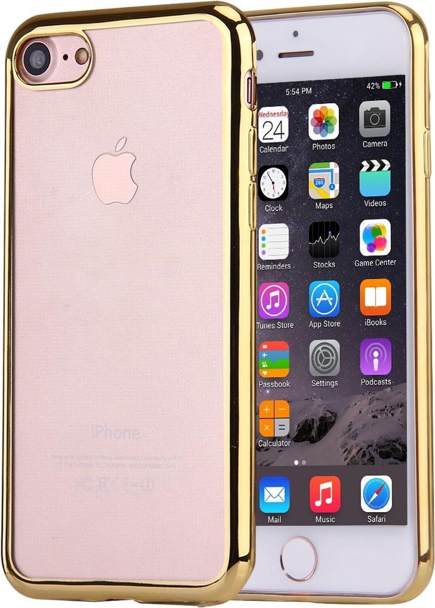 TPU case iPhone 7 transparant metallic gouden rand