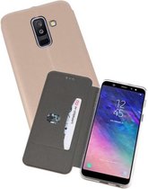 Slim Folio Case - Book Case Telefoonhoesje - Folio Flip Hoesje - Geschikt voor Samsung Galaxy A6 Plus 2018 - Goud