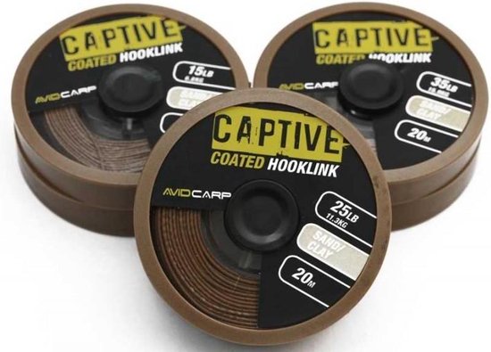 Avid Carp Captive Coated Hooklink 20m - Maat : Brown - 35lb - 15.9 kilo