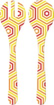 Zak Designs Riviera Saladebestek - Set van 2 Stuks - 32 cm - Geel/Rood