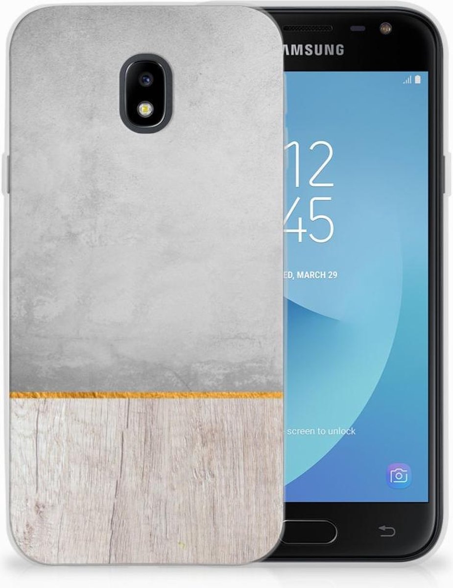 Back Cover voor Samsung Galaxy J3 2017 Bumper Hoesje Wood Concrete
